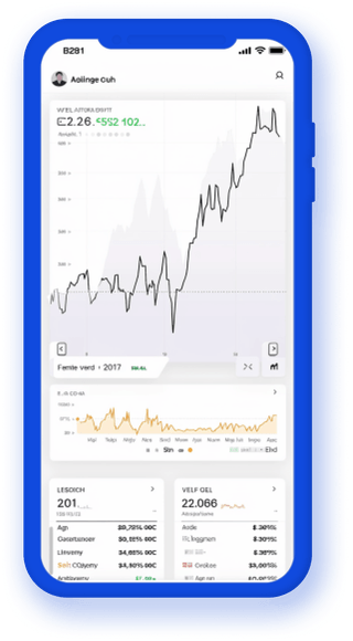 Aplicación móvil de seguimiento de cartera que presenta datos criptográficos actualizados en tiempo real
